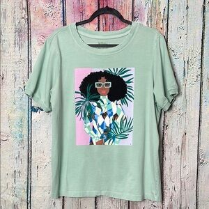 Target Bijou Karman Mint Green Graphic Tee L
